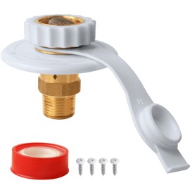 RV Water Inlet Replacement,RV City Water Inlet with Check Valve,City Water Fill Inlet Flange Brass Fresh City Water Inlet Connection for RV Camper Trailer Marine Motorhome,White