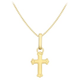 Carissima Gold 9ct Yellow Gold Semi Hollow Cross Pendant on Trace Chain Necklace of 40 cm/16 Inches, Gold, No Gemstone