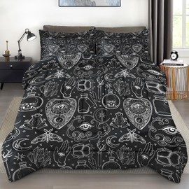 Pamnest Comforter Set Full Size, Medieval Retro Soft 3 Pcs Bedding for Kids and Adults, Gothic Vintage Comforter Set with 2 Pillowcases, for Bedroom Bed Decor