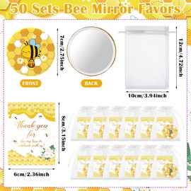 36 Sets Bee Appreciation Gifts Bulk Bee Thank You Mirrors Bee Theme Party Favors Thank You Cards Gifts Bulk for Guests with Organza Bags for Baby Showers,Wedding,Kids Birthdays & Queen B-ee Parties