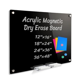 Acrylic Black Magnetic Dry Erase Board for Wall, White Board 18”x24”,Frameless Magnetic Dry Erase Board for Office,Classroom and Home/for Kids,Students,Adults
