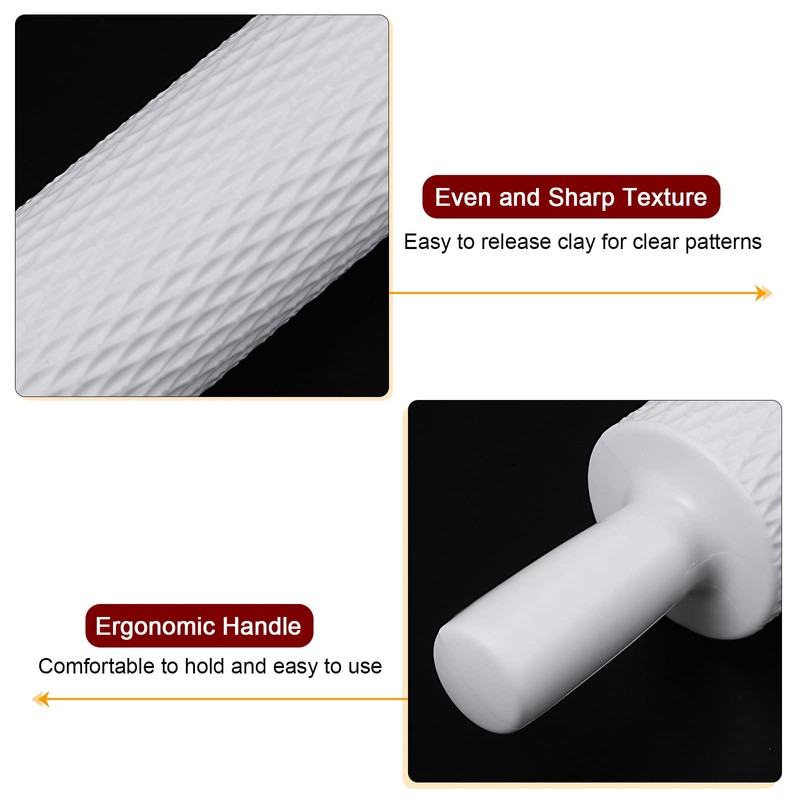 sourcing map Pattern Embossed Rolling Pin 14.57" x 1.97" Rhombus