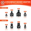 BLACKROBOT Impact Socket Adapter Set 8PCS, 1”3/4”1/2” 3/8”1/4”Square Drive, Reducer