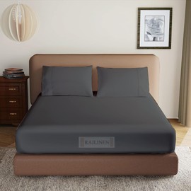 Short Queen 3 Piece Set - 1 Fitted Sheet, 2 Pillowcases Luxury 1800 Ultra - Soft Microfiber - 3 Piece Short Queen Size Sheet Set Easy Fit Short Queen Sheet Sets Fits Upto 15” Mattress (Dark Grey)