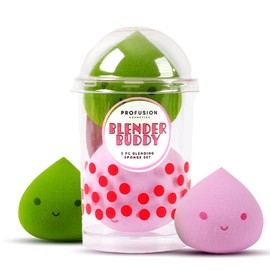 Profusion Cosmetics 2pc Sponge Kit Blender Buddy for Liquid and Powder with Travel Case, Ultra Soft Blending Sponges for Flawless Foundation and Powder Application