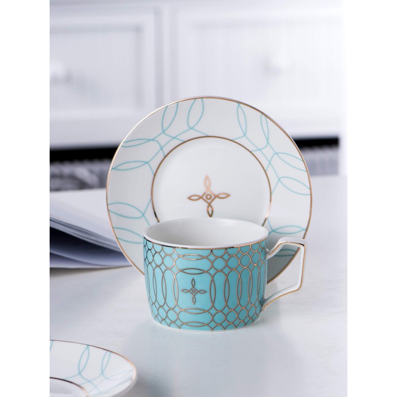 Jusalpha Porcelain Tea Set-Service of 4- Modern Elegant Mint Green
