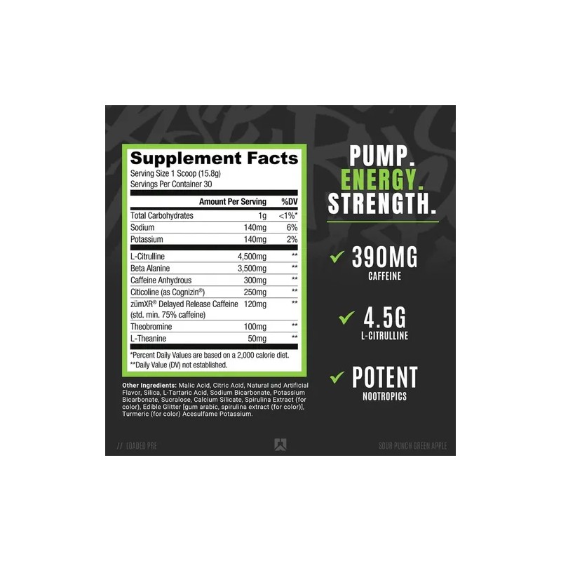 Ryse Up Supplements Loaded Pre Entreno 30 Serv Sabor Sour