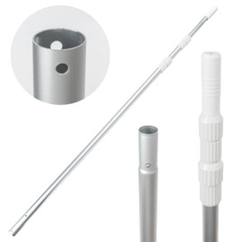 GQIRIL Swimming Pool Pole Telescopic - 15 FT Aluminum Pool Cleaning Pole, Heavy Duty Skimmer Telescoping Tool, Adjustable 3 Piece Extendable Cleaning Equipment for Skimmer Net Brush Vacuum Head Rake