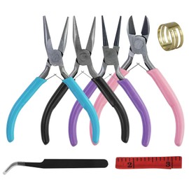 7 Stück Zangenset, 4.5 Zoll, Werkzeuge Spitzzange Rundzange,Drahtschneider Kleine Spitzzange,Schmuckherstellung Werkzeug für Jewellery Making und Jewellery Repair