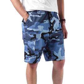 Backbone Pantalones cortos tácticos militares BDU de camuflaje para hombre, para trabajo, pesca, camping, informal, pantalones cortos de carga, azul, (Sky Blue Camo), 3-6 meses