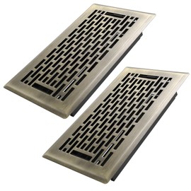 Howeall 4x8 Inches 2 Pack Heavy Duty Walkable Floor Register - Easy Adjust Air Supply Lever Decorative Floor Vent Covers, Boston Design Vent Covers for Home - Antique Brass