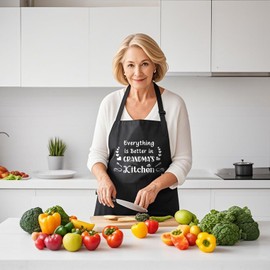 Grandma Gift Nana Mother's Day Gifts Grandma's Kitchen Apron for Women, Adjustable Apron with Pockets for Cooking, Christmas