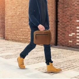 Jack&Chris Full Grain Leather Bible Covers, Church Bag Bible Protective Book Holder, Large Bible Cover for Men Women, Bible Carrying Case Folder Organizer with Handle, Christian Art Gifts, Brown