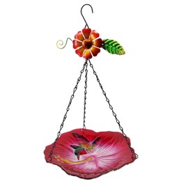 WUFEILY Hanging Bird Bath Glass Bird Bath Hummingbird Outdoor Bird Feeder Garden Yard Decorations
