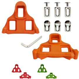 Road Bike Cleats for Compatible with Shimano Speed-SL SM-SH10 SH11 SH12 Cleats fit Indoor Outdoor Spin Cycling Pedals Cleat & Bicycle Clips Set (Orange 6°Float SM-SH11)