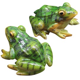 BESPORTBLE 2pcs Frog Figurines Resin Animal Garden Statues Funny Frog Sculptures for Home Desk Decoration (Green)