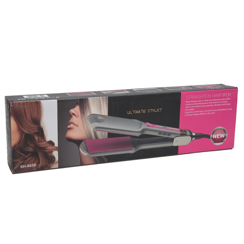 Professional Hair Straightening Ceramic Heating Plate Straightener LCD Display Hairdressing