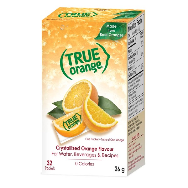 True Orange Water Enhancer, 32 Pack/Orange Wedge Substitute/Zero Calorie Water Flavouring/For Water, Baking, Cooking and More