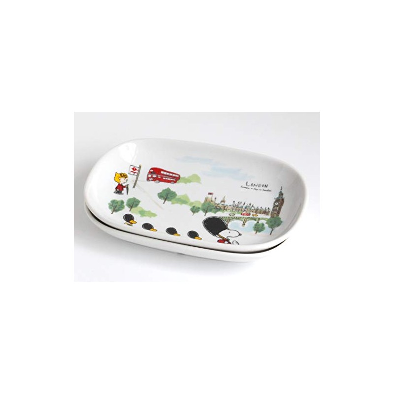 Snoopy Oval Plate London & Paris 2 Pattern Set 3870060