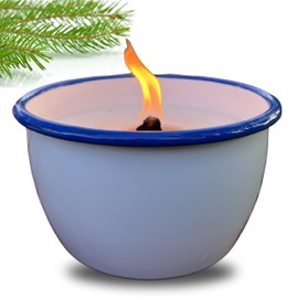 LUCHSBERG® Wachsfresser "Lucius" Vintage Emaille | Kerzenfresser | Wachsfeuer| Outdoorkerze | Kerzenrestefresser mit Dauerdocht (L)