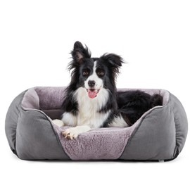 MIXJOY Dog Beds for Medium Dogs Washable, Calming Pet Bed Medium Size Dog, Soft Rectangle Pet Beds Sofa Cuddler, Orthopedic Sleeping Rabbit-Velvet Cozy Puppy Bed with Anti-Slip Bottom (30x24in, Grey)