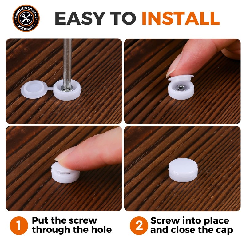 HNYYZL 150 PCS Screw Caps, Plastic Hinged Screw Cover Caps