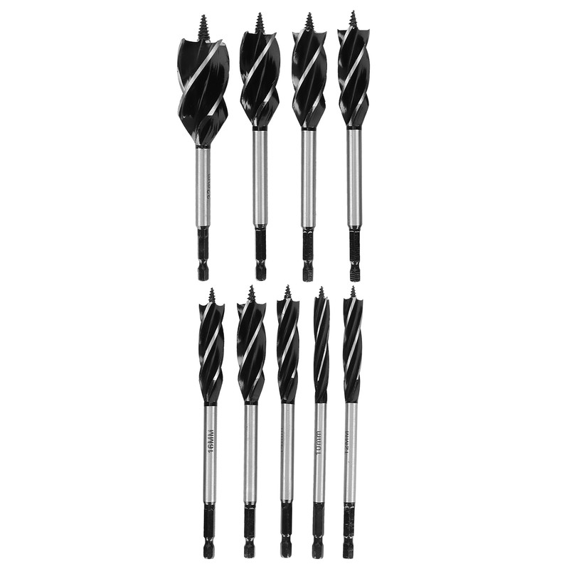 9pcs Wood Drill Bit High Carbon Steel 4-Fulte 4-Slot Hex