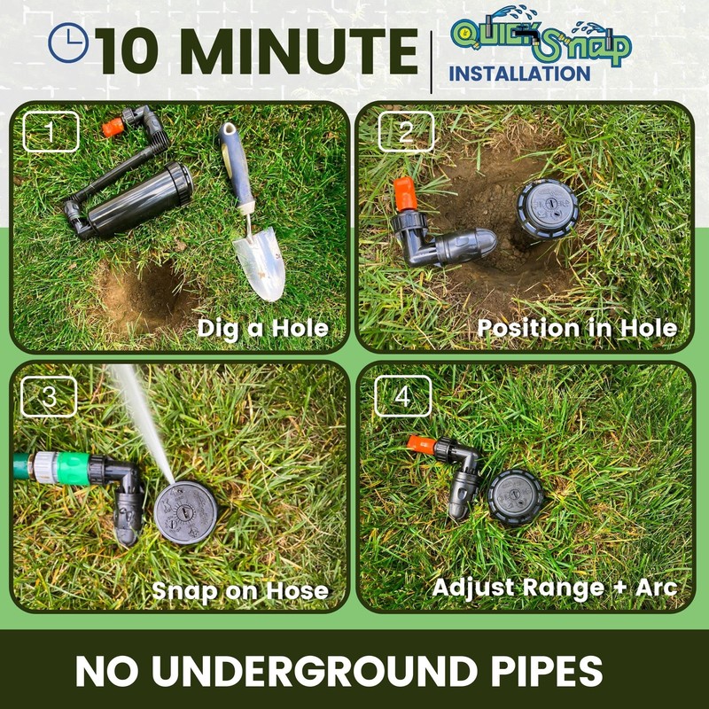 Quick-Snap In-Ground 5-Inch Pop-Up Adjustable Sprinkler with Quick Hose Connector,