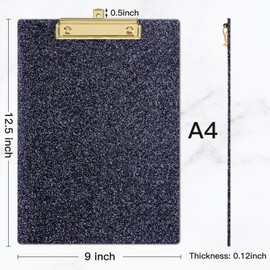 Piasoenc Acrylic Clipboards, Fashion Glitter Clipboard, Stardard Letter Size Clip Board, A4 Size 12.5" x 9", Cute Confetti Clipboards for Women, Rose Gold Desk Office Supplies and Accessories