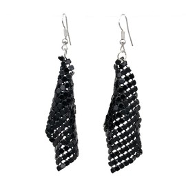 Colorful Sequin Dangle Earrings Metal Mesh Grid Tassel Drop Earrings Colorful Sequins Tassel Earrings Disco Tassel Long Drop Earrings for Women Jewelry Gift-black