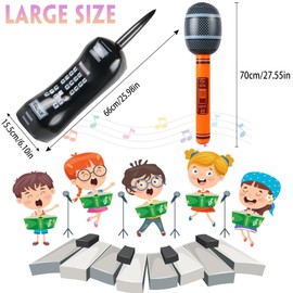 Giant Inflatable Microphones for 80s 90s Party Decorations, 80s 90s Party Favors Decor Supplies Inflatable Musical Party Props Microphone Carnival Prizes Rock Toys 31.5Inches (Orange)