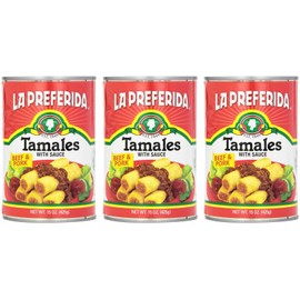 La Preferida Beef & Pork Canned Tamales with Sauce, 15 oz. (Pack of 12)