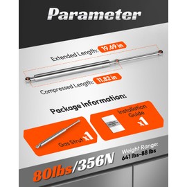 PAMAGOO C16-08053 20 Inch 80 Lbs Stainless Steel Gas Struts, ml3480 20" Marine Gas Shocks for Boat Hatch Engine Cover RV Camper Bed Basement Compartment Door Tonneau Cover Trap Door,1 PC