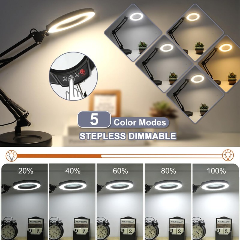 10X Magnifying Glass with Light, Krstlv Upgrade Button 5 Color