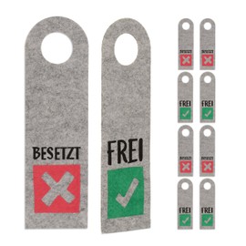 Relaxdays Set of 10 Toilet Sign for Hanging, Bathroom and Office, Felt Door Hanger, Grey