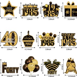 40th Birthday Decorations Man Woman, Black and Gold Vintage 40th Birthday Hanging Swirls Party Decorations for Men Women, 40 Year Old Birthday Ceiling decorations Hanging Birthday Party Favors