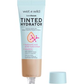 Wet n Wild Bare Focus Tinted Hydrator Medium Tan Hidratante con Color para Rostro, Base Ligera con Ácido Hialurónico y Escualano, Acabado Natural Semi-Mate, Cobertura Ligera a Media, Fórmula Vegana y Libre de Crueldad, Piel Hidratada 24H