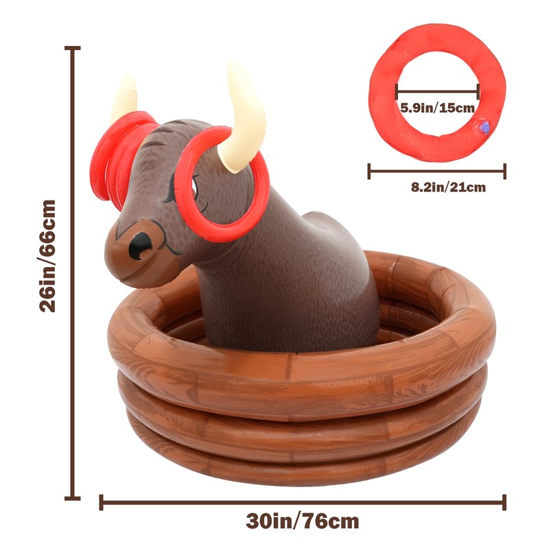 Inflatable Water Bull Ice Bucket with Rings Toss,Bull Cooler Beverage