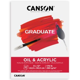 Canson Graduate Oil and Acrylic Paint Pad, Foldover, 9x12 inch, 12 Sheets | Artist Paper for Adults and Students - Oil, Acrylic, Mixed Media and Painting