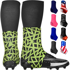 Exxact Sports Spats Football Cleat Covers - Keep Your Laces Tied and Cleats Clean, Football Spats for Cleats, Perfect for Baseball, Soccer, Lacrosse, Hockey (Neon Green, X-Large)