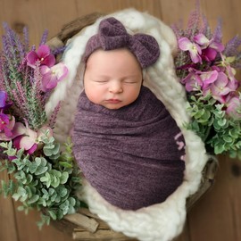 Vomdrok Newborn Photography Props Wrap Cloth Newborn Photography Wrap Blanket for Baby Boys Girls Posing Photo Shoot Props (Purple)