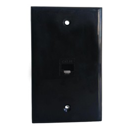 1 Port Tooless Cat5e Ethernet Wall Plate Punch Down Type Wire to Female - Cat 5e RJ45 Keystone Jack Cover Plate for CAT6/CAT5 Network Cable - Glossy Black