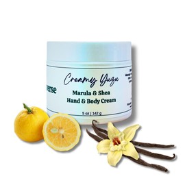sudsverse Creamy Yuzu Luxury Hand & Body Cream with Marula Oil, Shea Butter - Hydrating Natural Moisturizer (Multiple Sizes) (5 oz, Yuzu citrus, Gardenia, Cinnamon, Vanilla, Sandalwood)