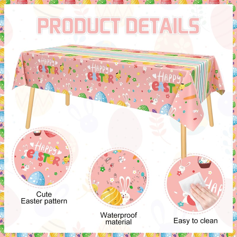 Happy Easter Tablecloth, Easter Tablecloth Cloth, Easter Colourful Egg Cartoon