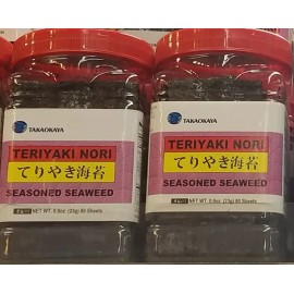 TAKAOKAYA 2 PACK TAKAOKAYA TERIYAKI  NORI SEASONED SEAWEED 80 SHEETS ( 23 G)