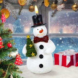 Wondise Snowman Flameless Candles with 6hrs Timer, Battery Operated Flameless Flickering Candles with 3D Wick Real Wax LED Candles for Christmas Holiday Indoor Decoration(2.6"x7.8")