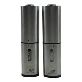 AD Kitchenware Electric Pepper Grinder Salt and Pepper Mill Kitchen New Model, Stainless Steel, Set of 2