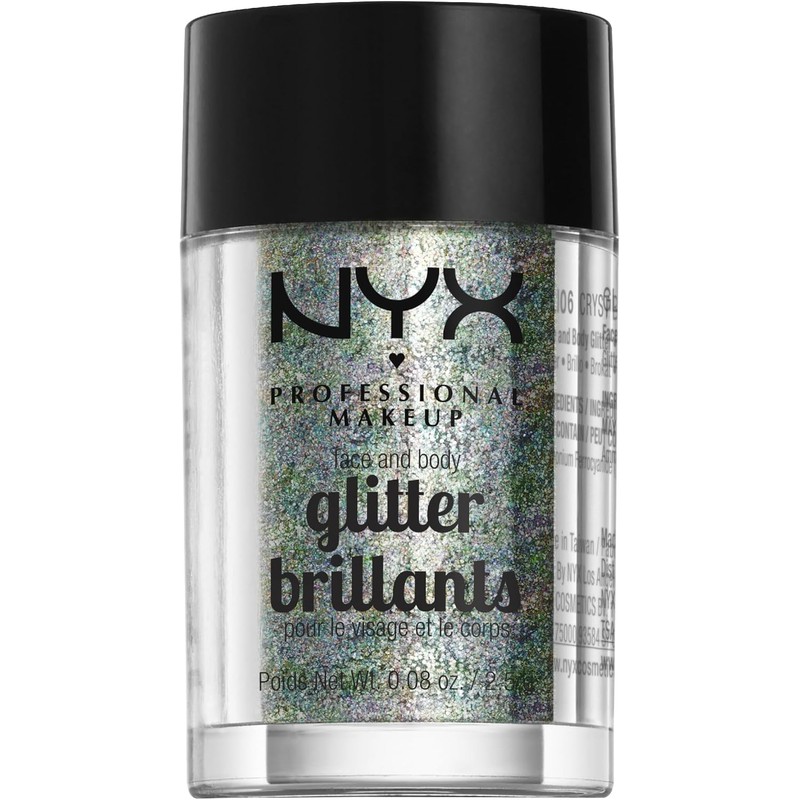 NYX Professional Makeup, Glitter para rostro y cuerpo, Tono Crystal,