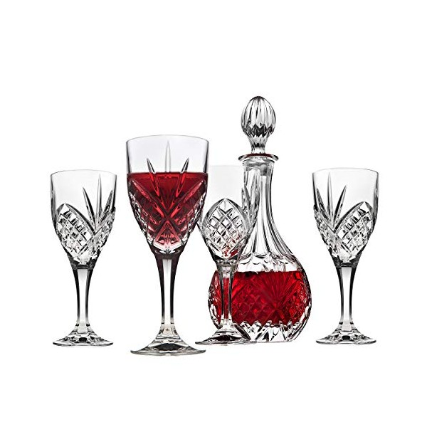 Godinger Dublin Wine Glasses and Decanter Set - 5 Piece