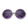 grinderPUNCH Women's Round Oversized Wire Sunglasses in Metal Silver Purple